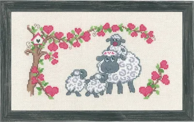 Produktbild von Permin Kreuzstich-Set „Schafsfamilie“, 16 x 28 cm, 92-5347