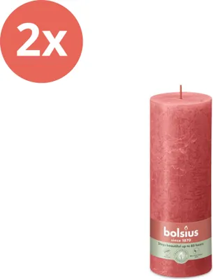 Image de Bolsius - Bougie rustique - 190/68 - 1 par paquet - Rose fleur - Pack avantage - 2 pièces