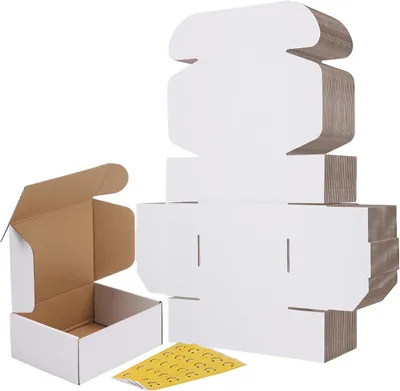 Productafbeelding van Verzenddozen: kleine, witte golfkartonnen dozen, afmetingen 204x153x77 mm, 25 stuks, geschikt voor verzending