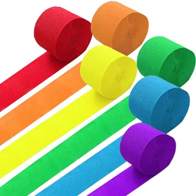 Productafbeelding van Krep-papierrollen - 6 stuks - 4,5 cm x 25 m - Regenboogkleuren voor decoraties
