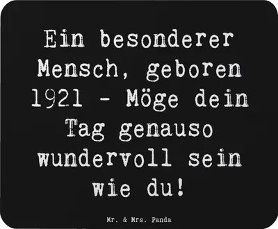 Produktbild von Mr. & Mrs. Panda Mouse Pad Spruch 1921 Geburtstag - Schwarz - Geschenk, Glückwunsch, Geburtstagsfeier, laptop mousepad, Möge dein Tag genauso wundervoll sein wie du