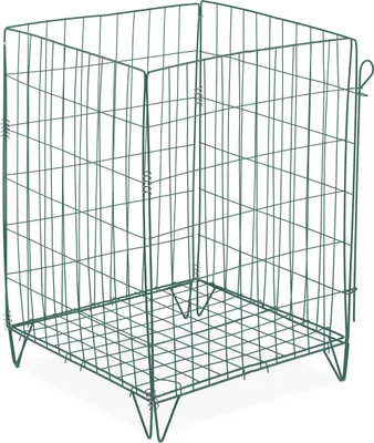 Zdjęcie produktu dla Relaxdays Kompostownik metalowy, dolna kratka i nóżki, wys. x szer. x gł.: 68 x 46 x 46 cm, na odpady ogrodowe, kratka kompostowa, stal, zielony