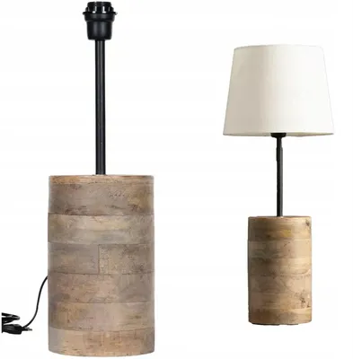 Produktbild von Skandi.pl Boho Tischleuchte Naturholz E27 Schreibtischlampe Wohnzimmer