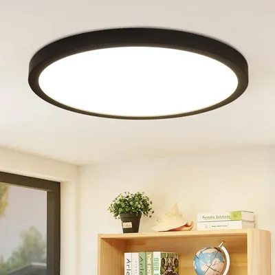 Produktbild von ZMH LED Deckenleuchte 24W Rund Flach 4000K Deckenlampe Neutralweiß Ultra Dünn Deckenbeleuchtung für Wohnzimmer Büro Schwarz