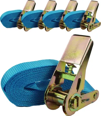 Produktbild von 5x Profi Ratschen Spanngurt Spanngurte Zurrgurt 1-tlg 4m 0,8t 0,8to 800kg BLAU