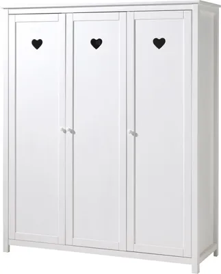 Produktbild von Kleiderschrank Kamila 159x57x191 Schrank 3 türig MDF+Massivholz Weiß