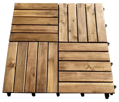 Produktbild von home24 Terrassenfliese - 6Er Set - 50X50 cm - Akazie Massiv / Polypropylene - Braun