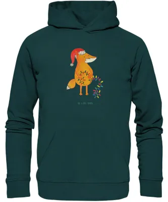 Produktbild von Mr. & Mrs. Panda Bedruckter Hoodie Fuchs Weihnachten Größe M - Lime Green - Geschenk, Weihnachtsmann, Kapuzenpullover, Winter, Nikolaus, Pulli, Pullover, Sweatshirt