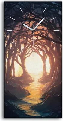 Produktbild von Dekor Leinwand Uhr Wandbilder Geräuschlos 30x60 Malerei Wald Bäume Zweige Kunst - weiße Hände