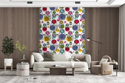Produktbild von MuchoWow® Fototapete für Wohnzimmer oder Schlafzimmer Wandtapete Vinyl Motivtapete Matroschka - Schnittmuster - Baby - 205x280 cm - Wandbild