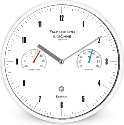 Produktbild von Miraval Funkwanduhr Weiß 25 cm – lautloses Quarzuhrwerk mit DCF77 Funksignal, Temperatur- & Luftfeuchtigkeitsanzeige, modernes Design