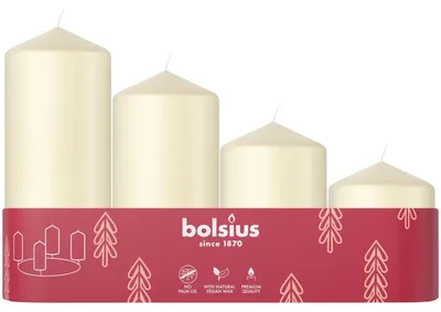 Productafbeelding van Bolsius Stompkaars Assorti Tray 4 Soft Pearl (1 stuk)