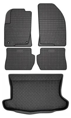 Zdjęcie produktu dla Dywaniki gumowe + mata bagażnika do Ford Fusion 2002-2005 (standardowy bagażnik) – czarne, dopasowane – Wielganizator SolidPRO
