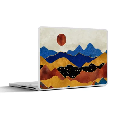 Produktbild von MuchoWow® Laptop Aufkleber Sticker Cover Marmor - Gold - Blau 30x21 cm - Sticker für Laptop - Selbstklebend