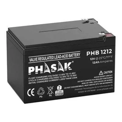 Produktbild von Batterie de Blei-Säure Phasak 12V 12Ah für USV, Server und Systeme de Sicherheit - Zuverlässige Notstromversorgung de hohe Leistung, kompakt wiederaufladbar, sicher und langlebig