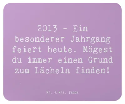 Produktbild von Mr. & Mrs. Panda Mousepad Spruch 2013 Geburtstag Freude - Lavendeltraum - Geschenk, Mouse Pad, Geburtstagskind, pc mausunterlage, mousematte, Alter, Happy Birthday