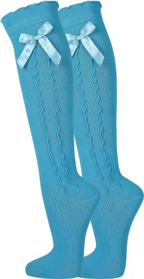 Produktbild von TippTexx 24 2 Paar Trachten Kniestrümpfe mit Schleife für die Trachtenmode, Türkis, Größe 35-38