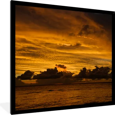 Produktbild von MuchoWow® MuchoWow® Gerahmtes Poster Luftaufnahme des Sonnenuntergangs auf der Isla Mujeres 40x40 cm - Poster mit zchwarzem Bilderrahmen - Mit Rahmen - Wanddekoration Schlafzimmer
