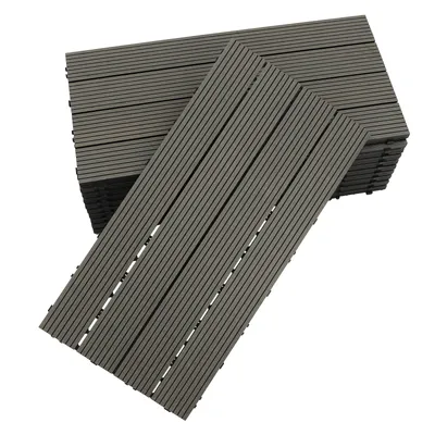 Productafbeelding van 11 stuks terrastegels van houtplastic, balkontegels, set (donkergrijs)