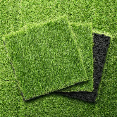 Obrázek produktu pro ISOISL Umělá tráva, klickovací dlaždice, 30x30 cm, 55 kusů (5 m²) – Dlaždice pro terasy a balkony s drenážním systémem, realistickým vzhledem a snadnou montáží, vhodné pro použití uvnitř i venku