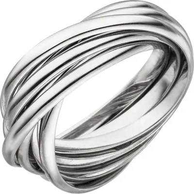 Produktbild von 6-er Ring gekreuzte Ringe in einem Knoten 925 Silber verschlungen 7,2mm breit Innenumfang 62mm  Ø19.7mm
