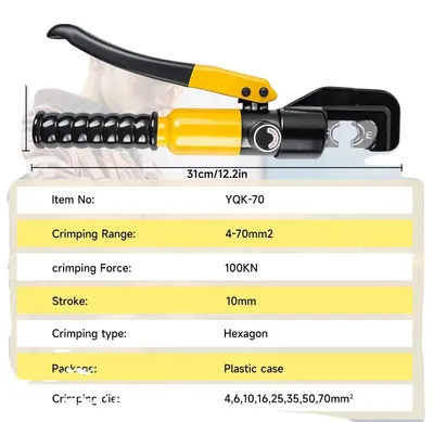 Zdjęcie produktu dla Zaciskarka hydrauliczna, przeznaczona do pracy z wysokim napięciem, lekka i przenośna, żółta