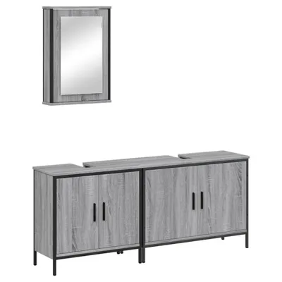 Immagine prodotto di vidaXL Set di mobili da bagno 3 pezzi grigio Sonoma in materiale ligneo