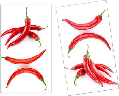 Produktbild von Spritzschutz Herdabdeckplatte Schneidebrett aus Glas Chili verteilt 2-Teilig (60x52cm)