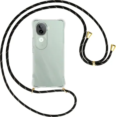 Produktbild von Handykette Backcover-Schutzhülle mit Band (Metall goldfarben) für Vivo iQOO Z9S 5G - schwarz/gold