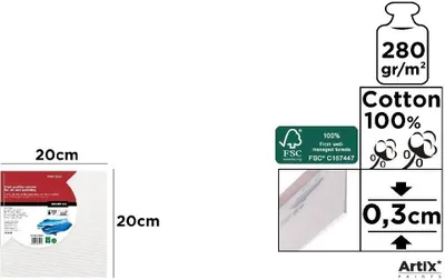Image de Toile de peinture en coton 20 x 20 x 0,3 cm, 280 g/m²