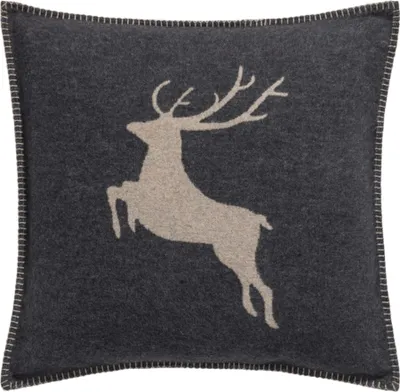 A square pillowcase with a deer graphic.