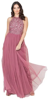 Produktbild von Maya Deluxe Damen Maya Deluxe Women's Bridesmaid Maxi Dress Halter Neck Sequin E