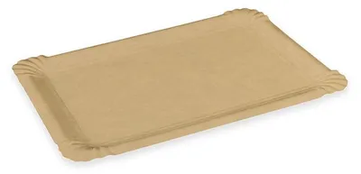A single brown paper tray is shown from a slightly elevated diagonal angle.