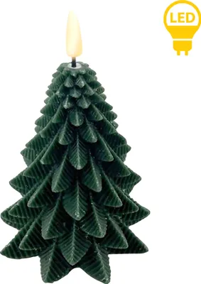Image de Bougie LED en plastique Nikolao pour sapin de Noël, 11 x 11 x 15 cm, verte, 1 pièce