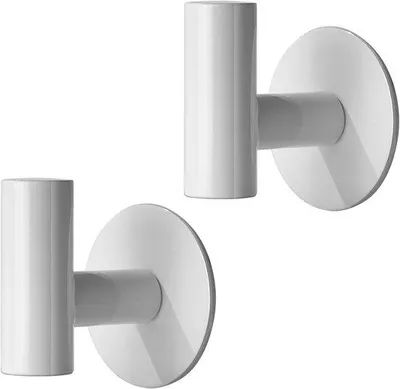 Produktbild von Set von 2 Haken - Edelstahl Haken - Wandhaken - Haken ohne Bohren - Kleiderhaken - Selbstklebender Wandhaken für Wandmontage - Wandmontage - Ideal für Handtücher in Küche und Bad, Badmöbelzubehör - Weiss