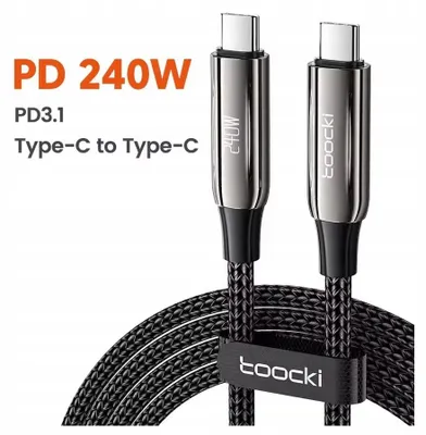 Produktbild von Toocki USB-C auf USB-C Kabel 240W Schnellladen 2m Schwarz