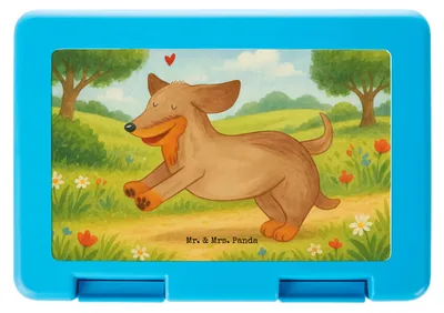 Produktbild von Mr. & Mrs. Panda Bento Box Hund Dackel Design - Weiß - Geschenk, Bentobox, Braun, Vorratsbehälter, Sprüche, Meal Prep, Snackbox, Lunchbox, Herz