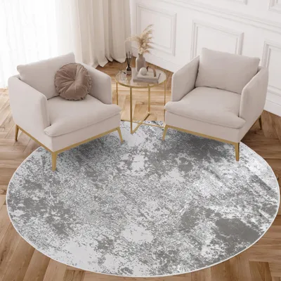 Immagine prodotto di Tappeto Tapiso CRYSTAL rotondo Grigio chiaro Soggiorno Camera da letto 120 x 120 cm