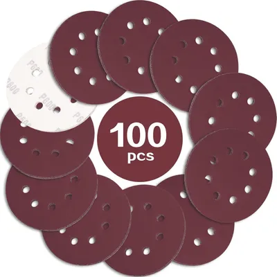 Zdjęcie produktu dla Papier ścierny 125mm z rzepem, ziarno 600, 8 otworów, do szlifierki mimośrodowej, opakowanie 100 sztuk