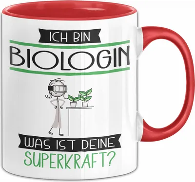 Produktbild von Biologin Geschenk Tasse Ich Bin Biologin Was Ist Deine Superkraft Geschenkidee Lustig Geburtstag Weihnachten (Rot)