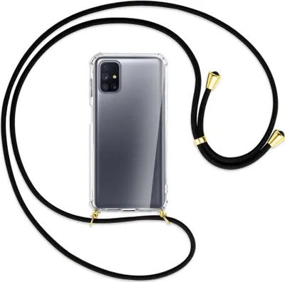 Produktbild von Handykette Backcover-Schutzhülle mit Band (Metall goldfarben) für Samsung Galaxy M51 - schwarz