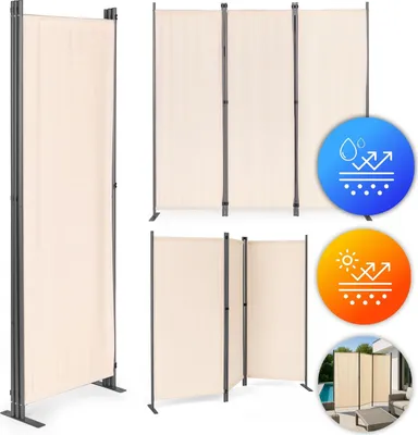 Zdjęcie produktu dla Składana 3-panelowa ścianka działowa do ogrodu i pokoju 167x164 cm beżowa MultiGarden