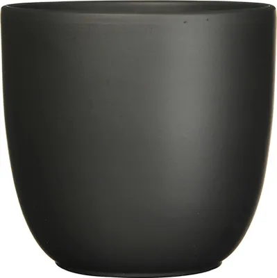Produktbild von Blumenübertopf "Tusca" aus Keramik H 16 cm – Ø 17 cm Schwarz-Matt - Übertopf Keramik Blumentopf Pflanztopf
