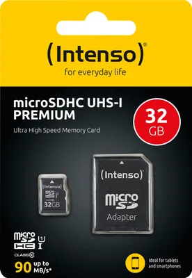 Obrázek produktu pro Intenso Premium - Flash paměťová karta (včetně adaptéru microSDHC/SD) - 32 GB - UHS Class 1 / Class10 - microSDHC UHS-I