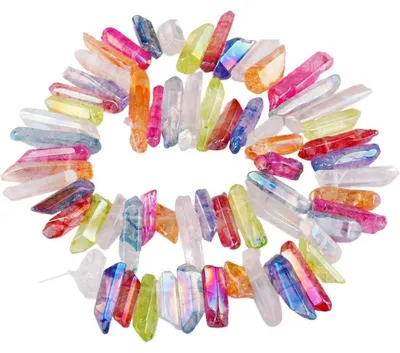 Productafbeelding van Kristalparels, collier, 15 inch (ongeveer 38 cm), 13mm-42mm, regenboogkleur, gepolijst, geschikt voor sieradenproductie