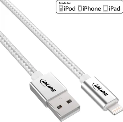 Immagine prodotto di InLine® 31411A Cavo USB Lightning, per iPad, iPhone, iPod, argento/alluminio, 1 m
