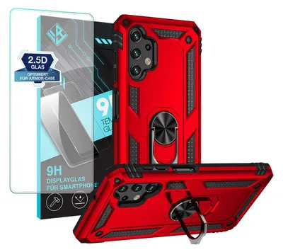 Produktbild von Armor Outdoor Handyhülle für Samsung Galaxy A13 Handy Panzer Case Schutzhülle mit 9H Displayglas Displayschutz Farbe: Rot