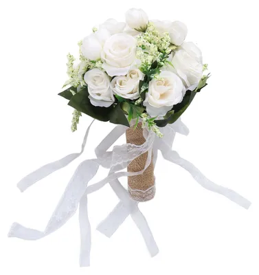 Immagine prodotto di Bouquet da sposa artificiale, realistico, moderno, elegante e decorativo, ideale per la fotografia di matrimonio, di colore bianco latte