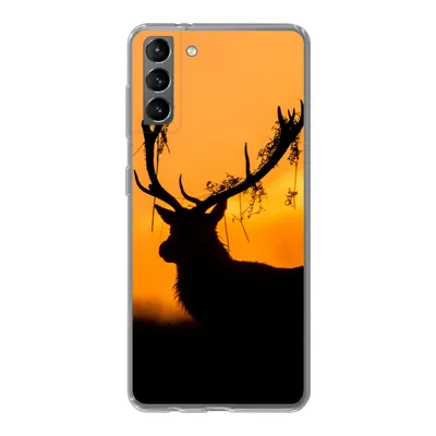Produktbild von MuchoWow® Handyhülle Schutzhülle Hülle für Samsung Galaxy S21 Plus Hirsch - Orange - Scherenschnitt - Tiere - Natur Silikon Softcase Handy Hülle - Handy-Tasche