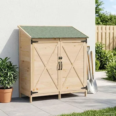 Imagen del producto de Caseta de jardín de madera de abeto, armario para herramientas, 106x56x113,5 cm, color marrón